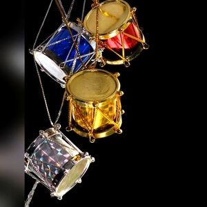 Snare Drum Ornaments 21 total Vintage Blue, Red, Silver, and gold.